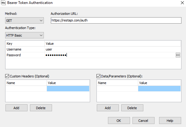 Selecting HTTP Basic as your Authentication Type will require the Username and Password fields to be completed.